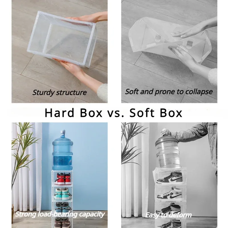 Acrylic display box, storage box, foldable, fully transparent box， shoe organizer and storage