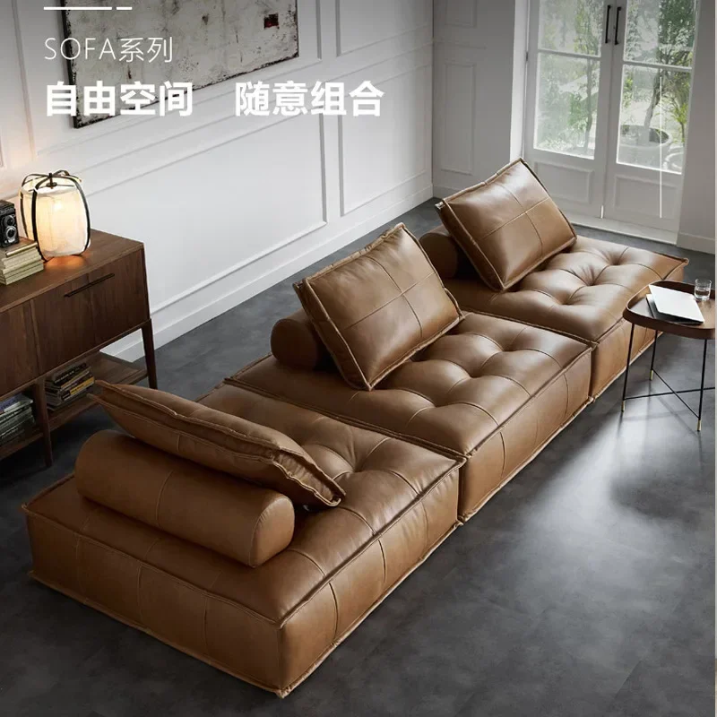 Italian minimalist square sofa modern simple light luxury living room small apartment lazy recliner balcony tatami sofa