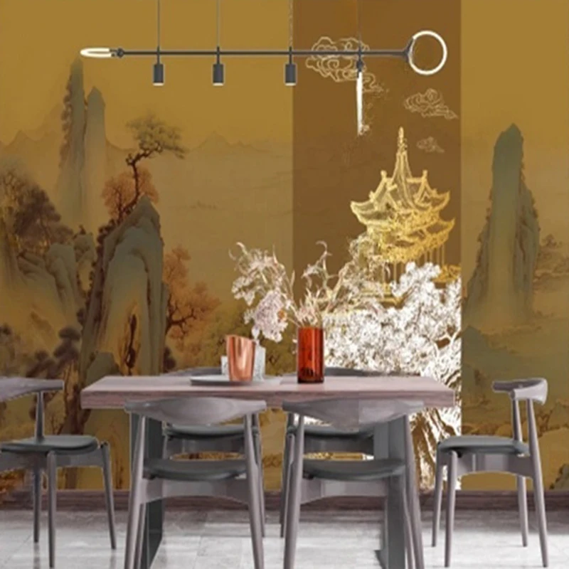 MU7808 Custom Size Wallpaper Hand-painted Ink Oil Painting Abstract Landscape TV Sofa Background Papier Peint