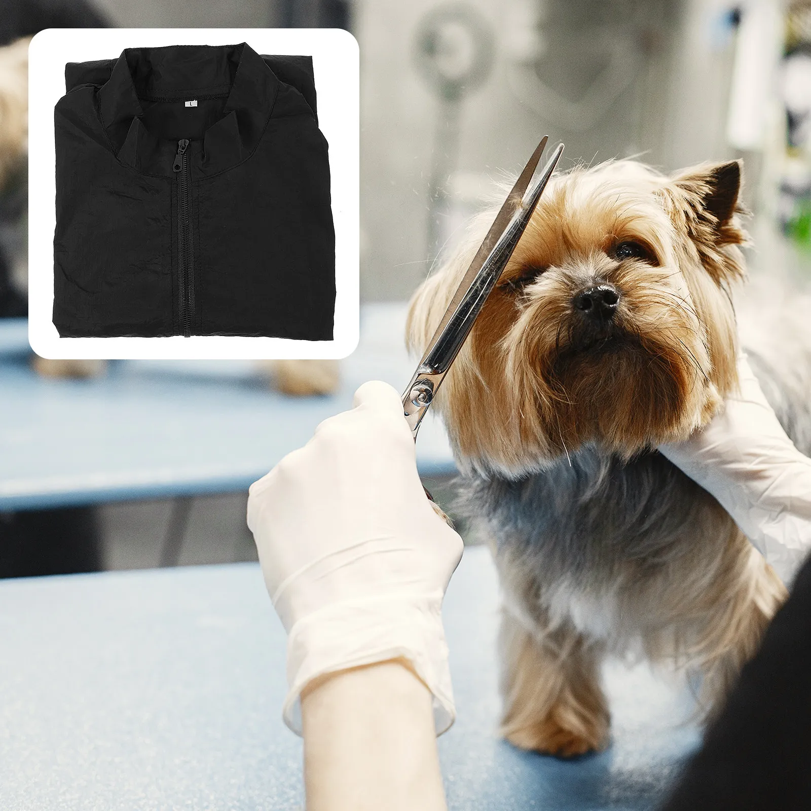 ペット美容師防水服ナイロン黒サイズ-l-グルーミングエプロンバスユニフォームペットサロン美容師ユニフォーム家庭用