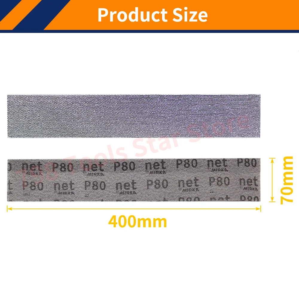 50PCS 420*70mm Mesh Dust-free Sanding Disc Anti-blocking Hook & Loop Abrasive Sandpaper 80-320 Grit For Car Wood Glass Polishing