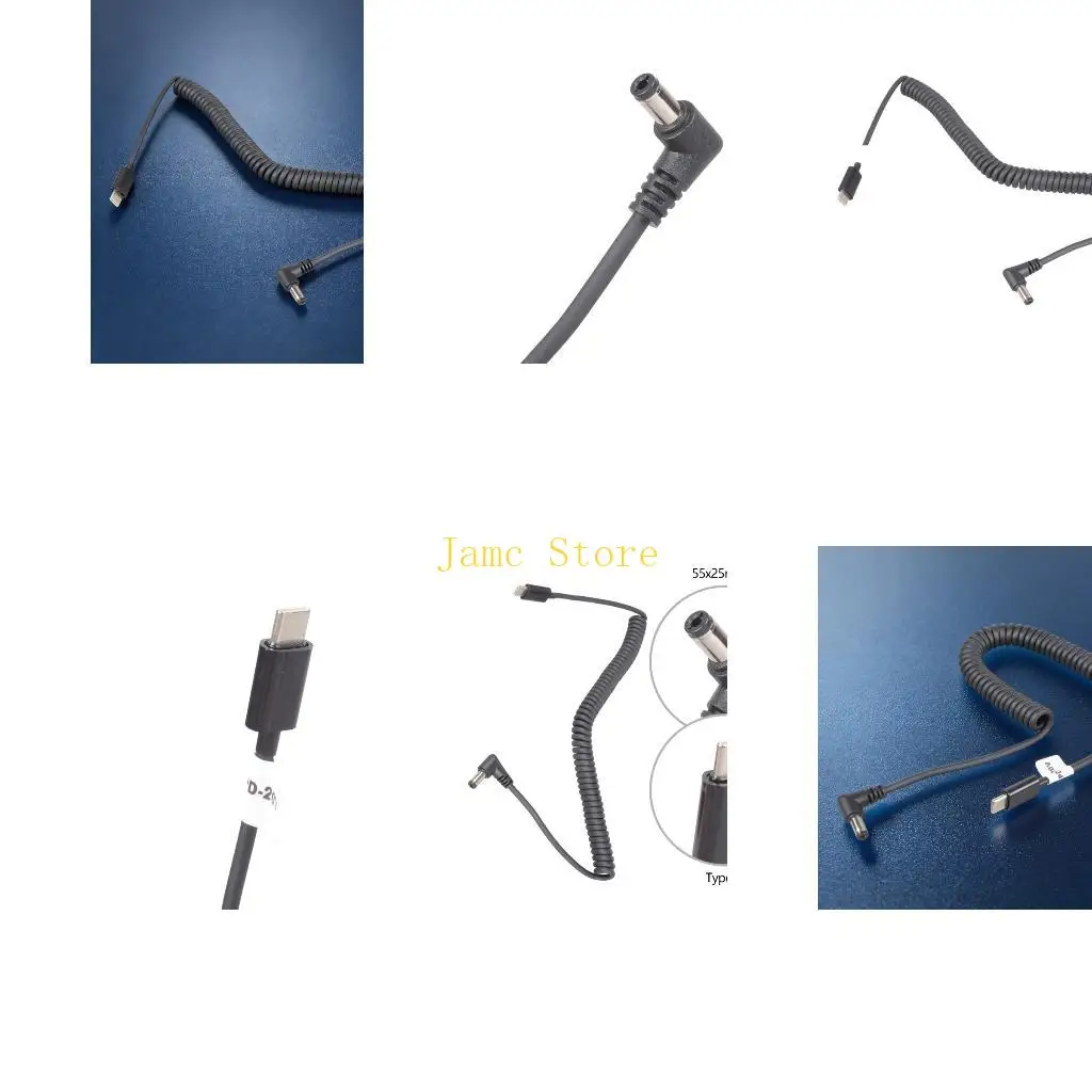 LX0B USB C To 5525 Spring Charging Cable 20V5A 100W For Laptop Router Camera