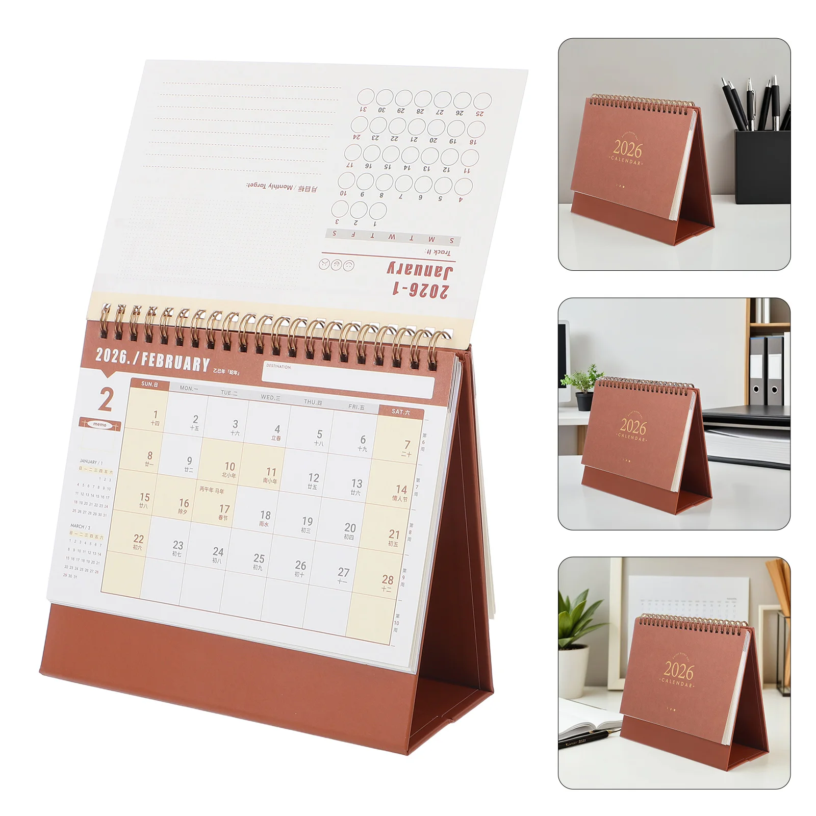 

2026 Desk Calendar Modern Minimalist Design Small-Sized Desktop Calendar Easy Flip Pages for Office Home School Daily Planning