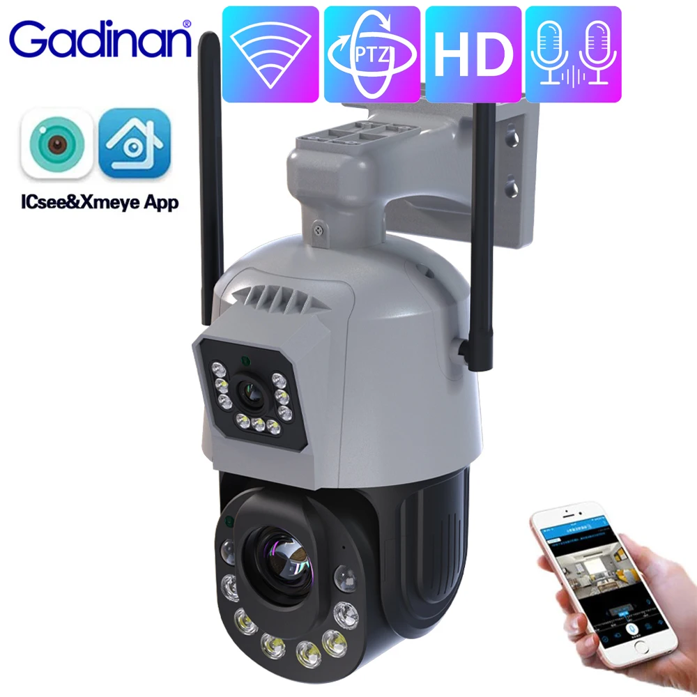 

Gadinan 6MP Wifi PTZ IP Camera Outdoor Human Detection Dual Lens Dual Screen 36x Zoom Wireless Security Surveillance CCTV Camera