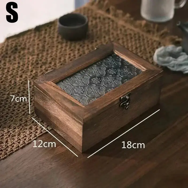 Retro Wooden Storage Box Plain Wood With Lid Multifunction Hinged Boxes Gift Packing Jewelry Case Box Home Sundries Storage Box/ - Image 7