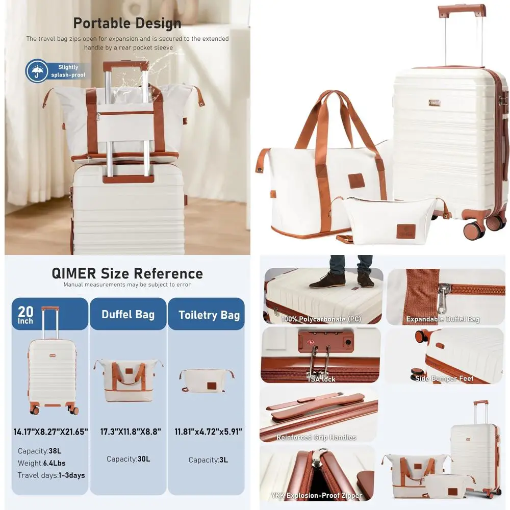 

Чемодан из поликарбоната с жестким корпусом, одобренный авиакомпаниями, с замками TSA и бесшумными колесами (22x14x9 дюймов)