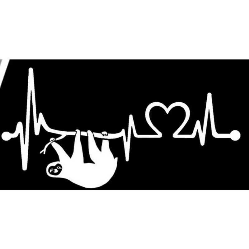 Car decoration stickers  FOR  Sloth Heartbeat Lifeline Monitor Decal Sticker for Car Window Laptop 20CM PVCKK