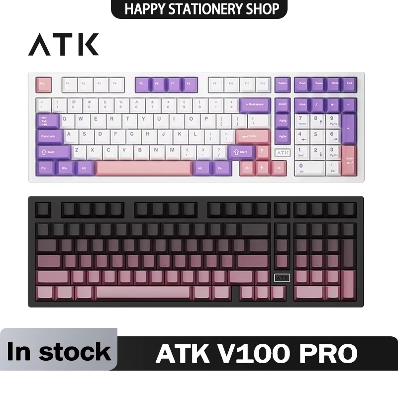 Atk V100 Pro Mechanical Keyboard Wireless Tri Mode Custom Aluminium Alloy Esport Gaming Keyboard Gasket Pc Accessories Game Gift