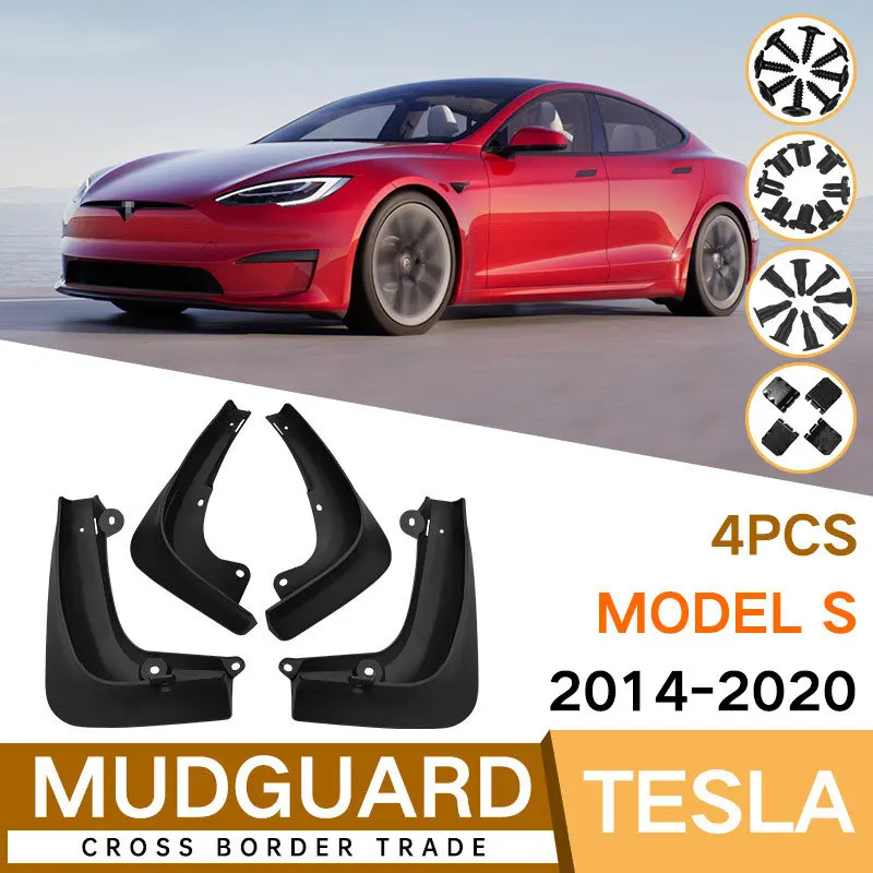 

For 2014-2020 Tesla Model S black car mudguard Reduce dust Resist tire dirt car accessories tools