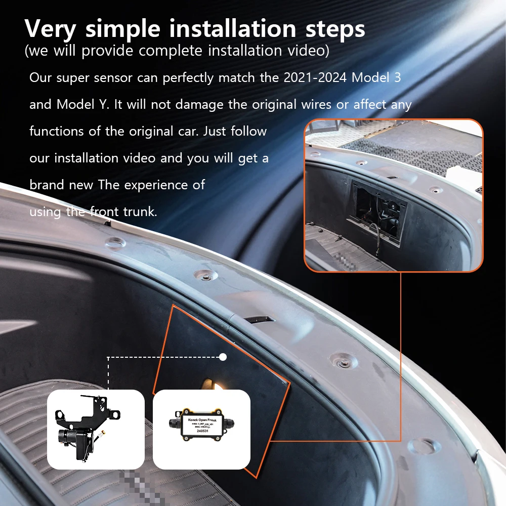 Sensor de apertura/cierre automático del maletero delantero eléctrico para Tesla Model 3 Y Highland 2021-2024 (bloqueo de cierre suave y apertura de dos golpes)