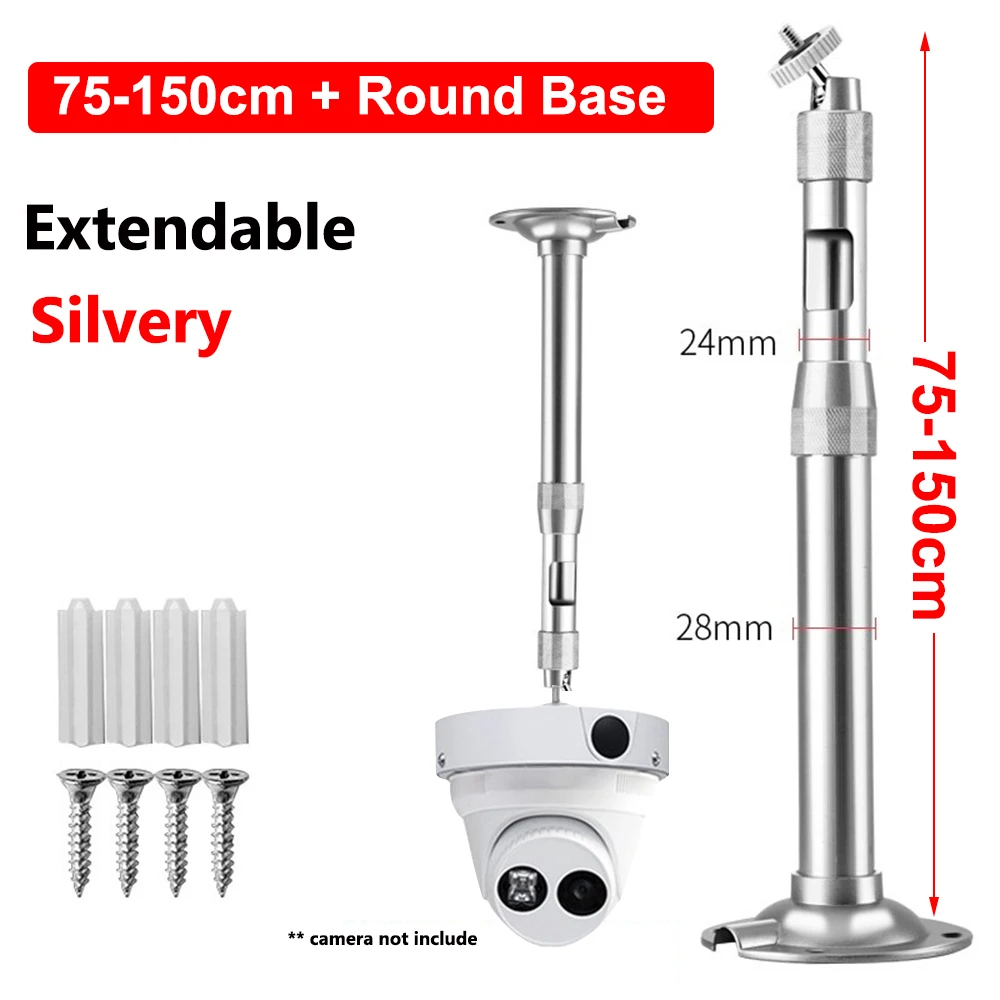 75-150cm CCTV Camera Telescopic Extended Long Bracket Ceiling Mounted Dome Camera Lifting Stand with Storage Base Adapter Plate