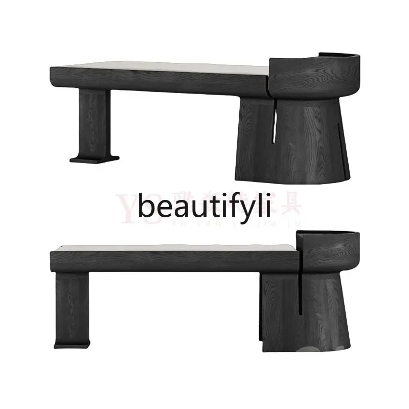 

Chinese solid wood fabric special-shaped hotel teahouse leisure chair home dining chair designer long sofa stoolEsmt163