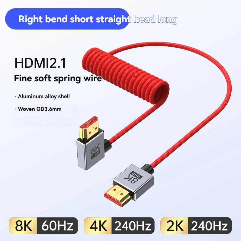 UHD Cable High Speed HDMI-compatible Mini/Micro HDMI-compatible Coiled Cord for HDTV Laptop PC PS4 Camera DV Monitor Display  8K