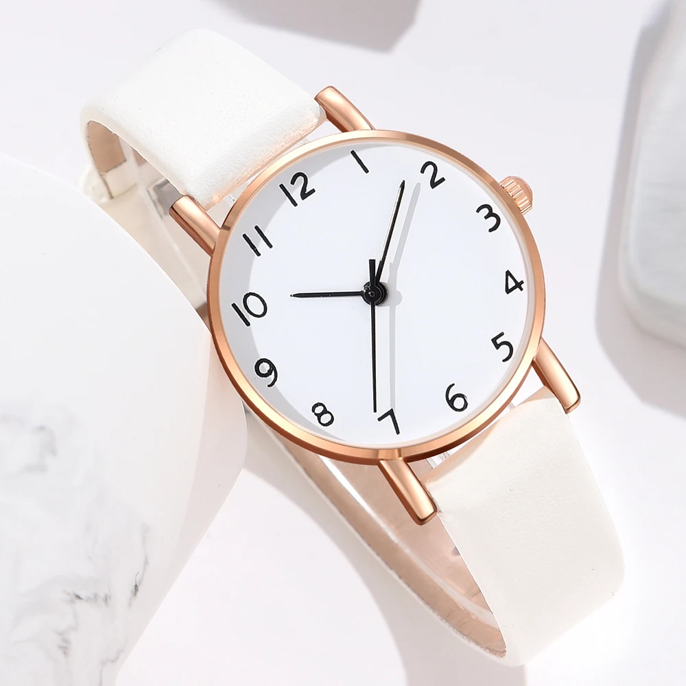 1Pcs Of Minimalist Arabic Numeral Dial Watches With Sweet Couple Casual Quartz Watches Is The Perfect Gift For Her (No Box)