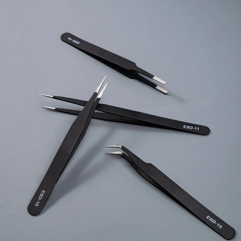 1.5mm Thick Stainless Steel Straight Pointed Electronic Tweezers Precision Thickened Anti-static Tweezers Cusp Elbow Tweezers