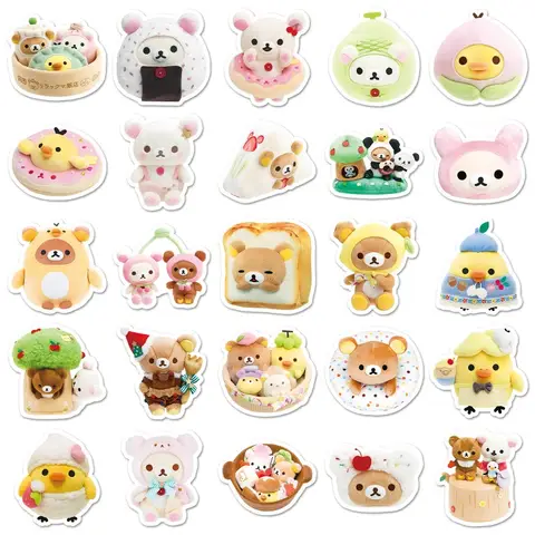 Bilashmart 54PCS Rilakkuma Kawaii Stickers Boys Girls Cute Art Supplies Korean Stationery Decorations Sticker Book Decoration Party Gifts