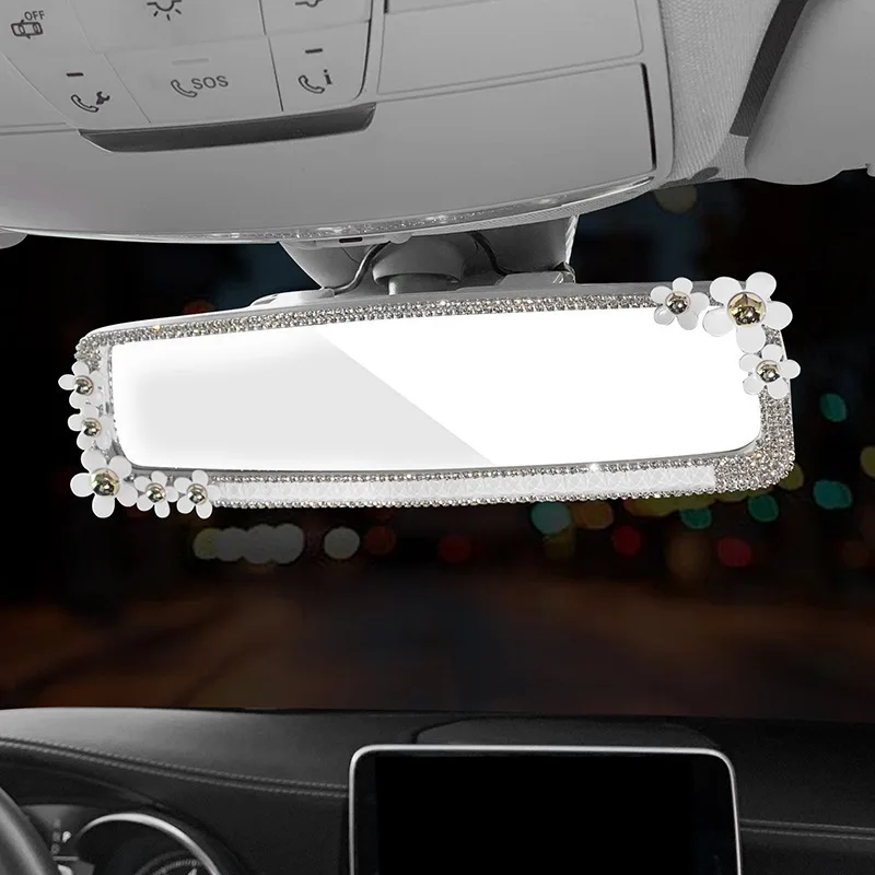 

Diamond-encrusted Car Mirror Hanging Decor Sparkling Embellishment Car Accessories Women'S Car Rearview Mirror Decoration