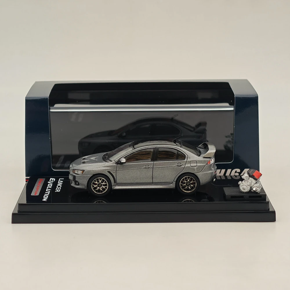 1/64 Hobby Japan Lancer Evolution X Final Edition com modelo de exibição de motor titânio cinza (M) telhado preto HJ 642053 Carro fundido CGM