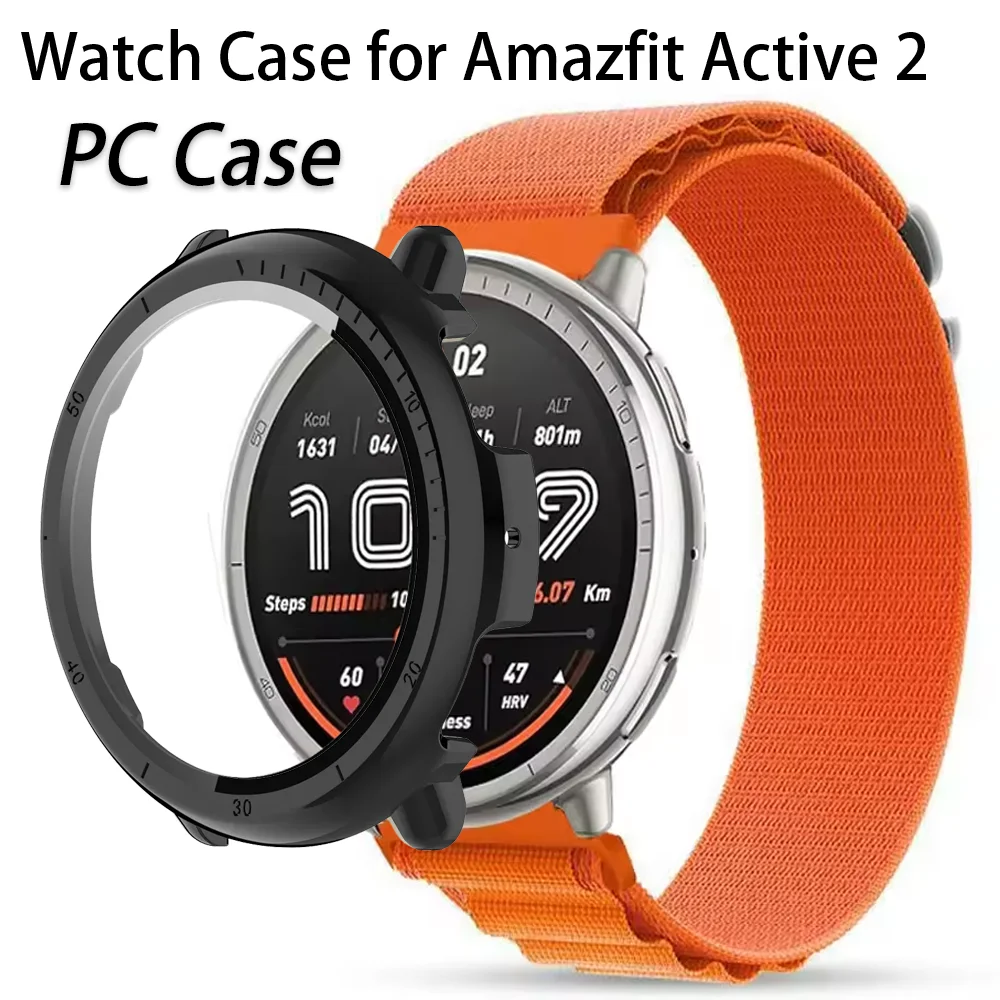 Uhrengehäuse für Amazfit Active 2, gehärtetes Glas, Displayschutzfolie, Amazfit Active 2 PC-Stoßfänger, Anti-Fall-Schutzfolie