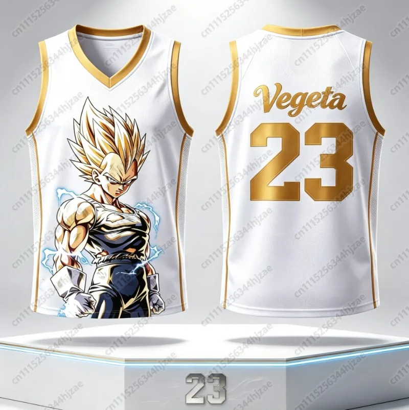 Dragon Ball Vegeta Super Saiyan #23 Basketball Jersey Tank Top Anime Print Sportswear Unisex Streetwear for Fans FamilyMatching