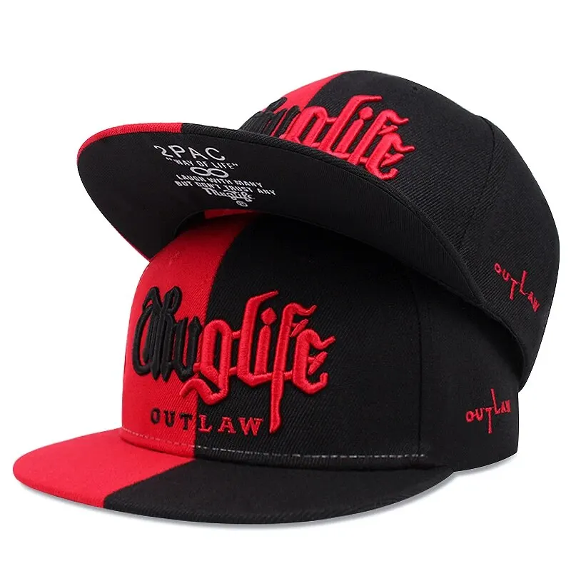 1 szt. Modna czapka z daszkiem typu Fastball Thuglife haft Hiphop czapka typu Snapback dorosłych na co dzień z regulowaną kością