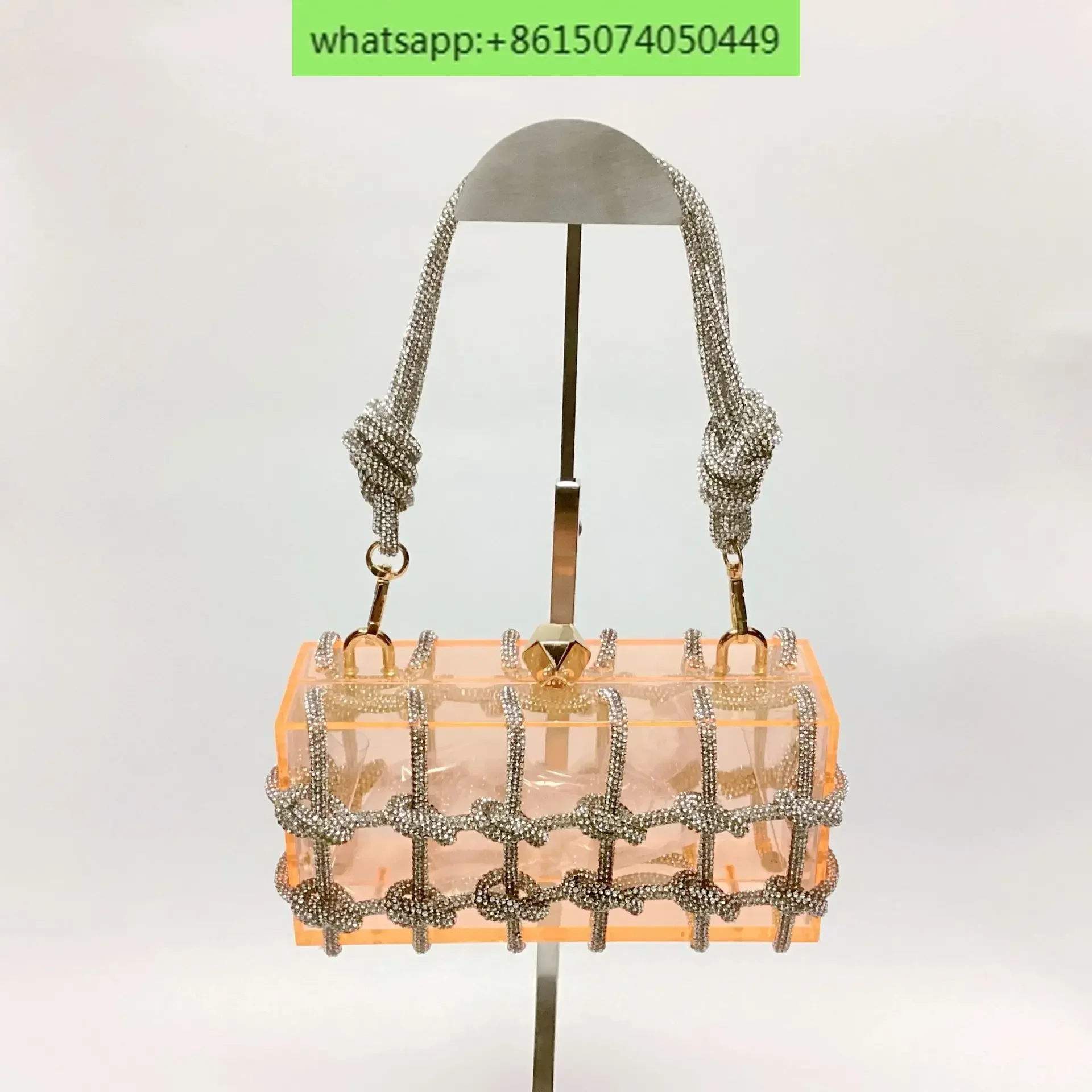 

Красочная акриловая женская сумка Dopamine с ромбовидной оплеткой, ручная женская сумка через плечо