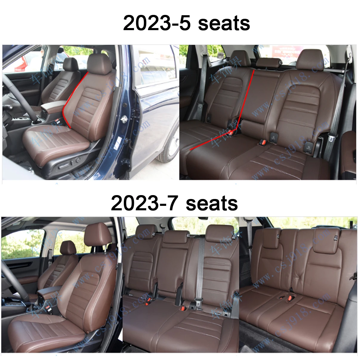 Custom Full Set Car Seat Covers For Honda CRV 2023 5 / 7 Seat 360° Full Covered Waterproof Leather Seat Cushion Protective Cover