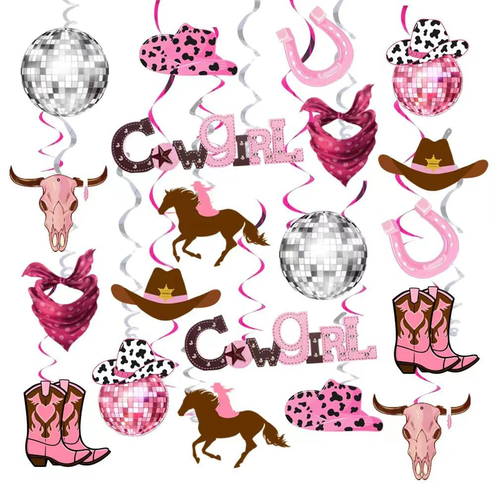 Western Cowgirl Party Hanging Ceiling Swirls Decor Disco Cowgirl Themed Birthday Last Rodeo Bachelorette Party Supplies