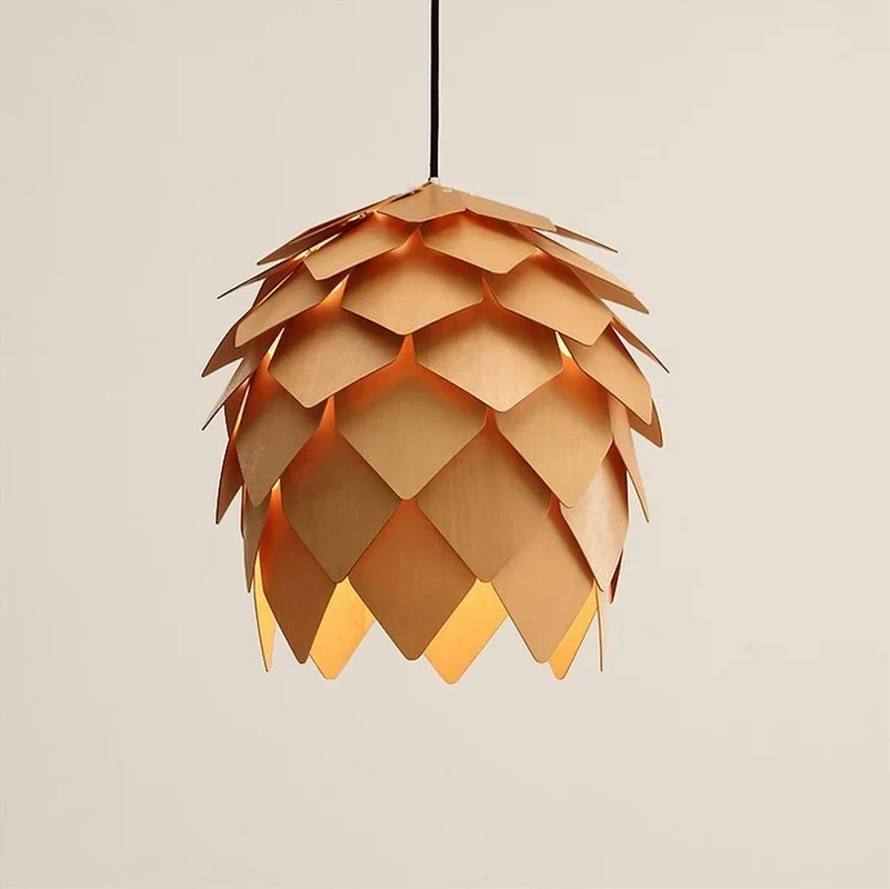 

Modern Handmade DIY Wood Chandelier Pinecone Hanging Wood Artichoke Lamp Home Decorative Light Fixtures AC100-240V