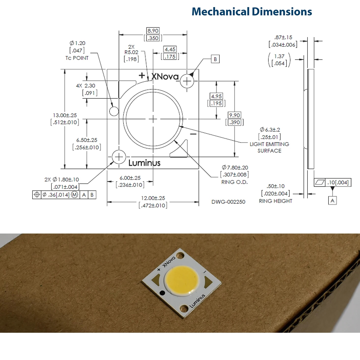 LES 6 LEDs Chip 4W-9W 18V COB 570lm Beads CXM-6-50-80-18-AA00-F2-2 5000K LED Diode for Shop Lighting Spotlights Track Lights