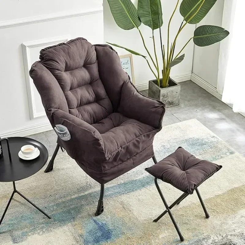 

Bestseller Modern Fabric Breathable Cotton Linen Living Room Chair With Folding Ottoman Sofa Chair With Portable Footstool Bedr