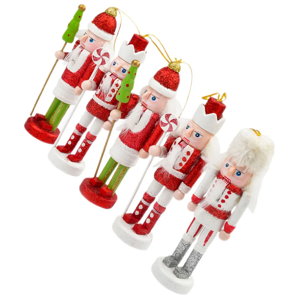 

5Pcs Xmas Nutcracker Pendants Festival Decor Hanging Tree Ornaments Wooden Craft Wood Xmas Nutcrackers Nutcrackers Craft