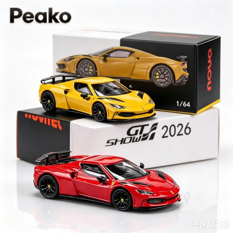 Peako 1:64 Leaping Horse Novitec 296 N Largo 2026HEC Alloy Die Casting Car Model Static Simulation Pendant, Adult Collectibles.