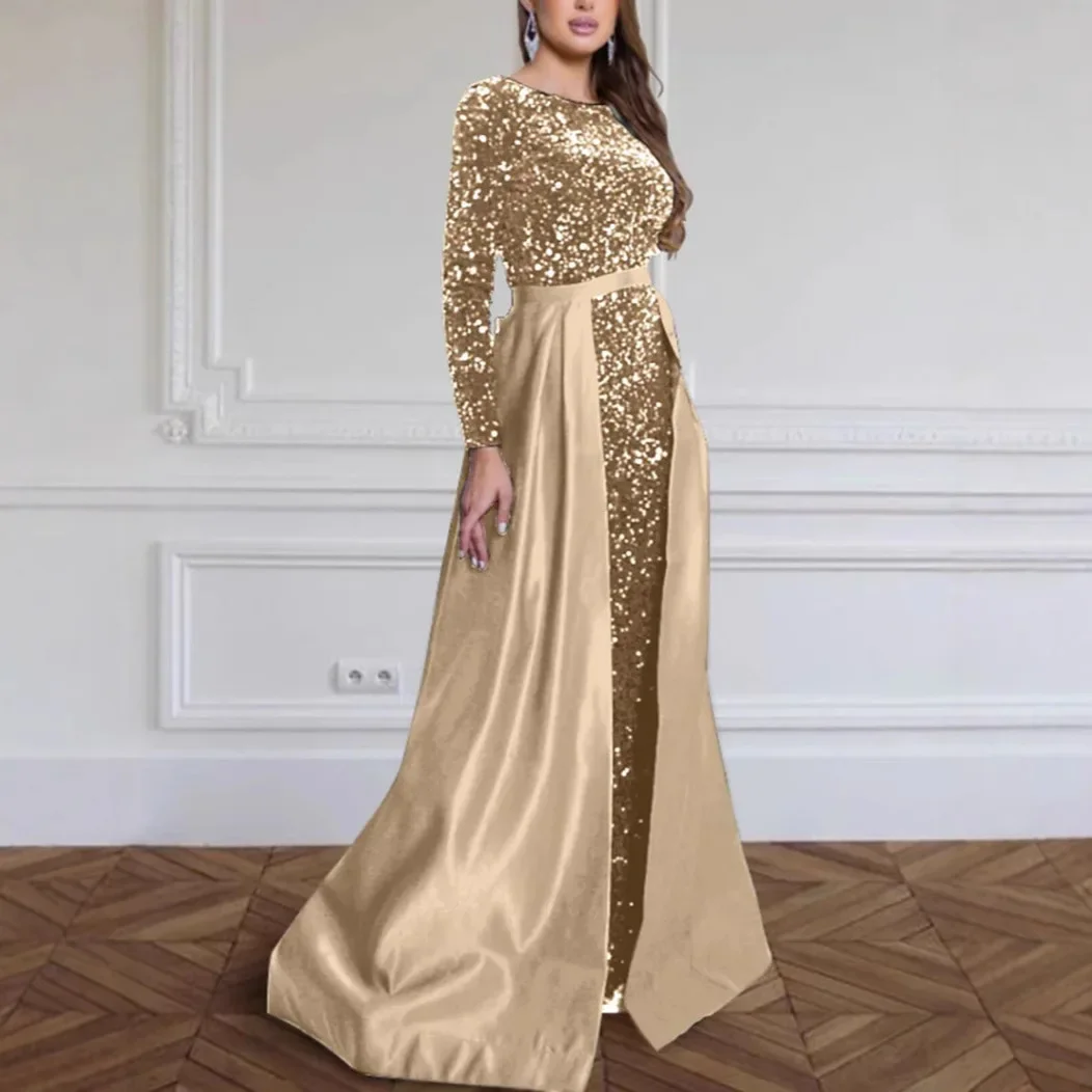 Moroder 2025 Damesbanket Lange mouwen Elegante Dame Gastheer Year-end Party Host Persoonlijkheid Koningin Strass Avondjurk