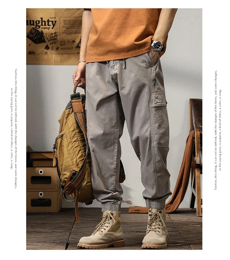 

Men's Loose Large Size Work Pants Spring Autumn Fashion Elastic Waist Stretchy Cuffed Wide Leg Harlan Sports Trousers