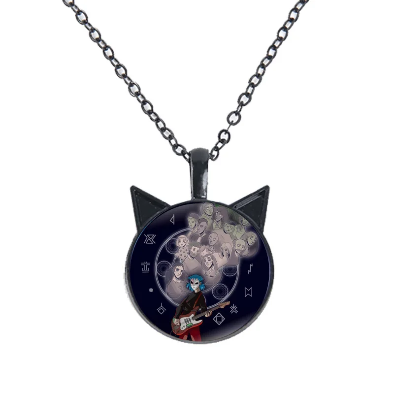 Sally Face Cosplay Necklace for Women Fans Anime Figure Poster Glass Pendant Long Chain Cat Ears Necklaces Fashion Jewelry