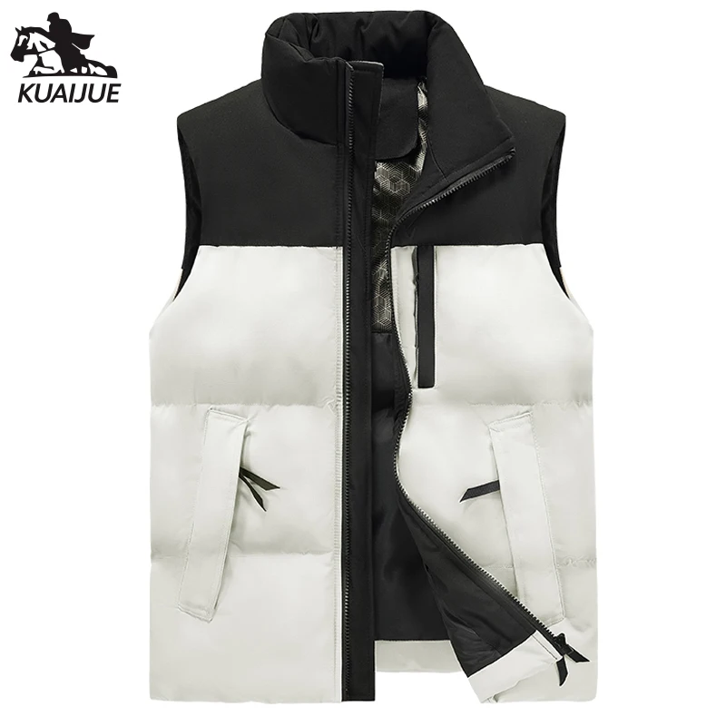 mens waistcoat L-6XL 7XL 8XL Autumn winter New splice Men's Middle age Solid color business casual vest  sunscreen warm vest