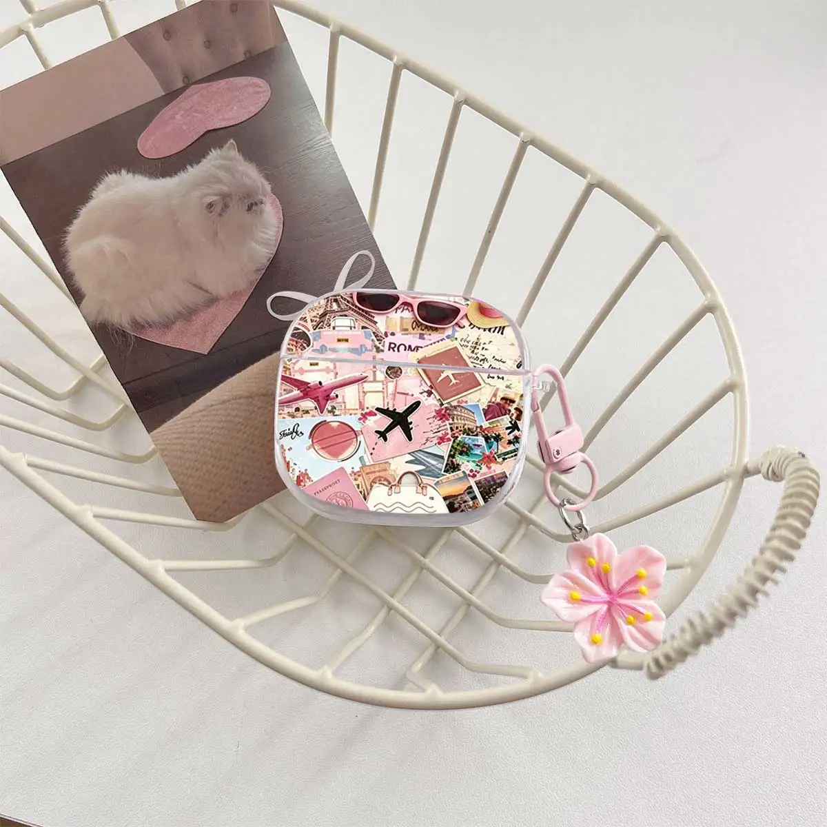 Pink Airplan New For AirPods 4 Case Soft TPU Cover For AirPods 3 2 Pro 3nd Girls pink Cherry blossom Earphone Charging Box