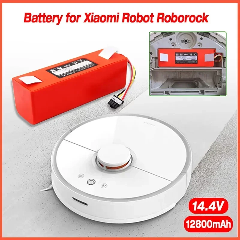 

Replacement Battery for Xiaomi Roborock, Robotic Vacuum Cleaner, S55, S60, S65, S50, S51, S5 MAX, S6 Parts, 14.4V, 12800mAh