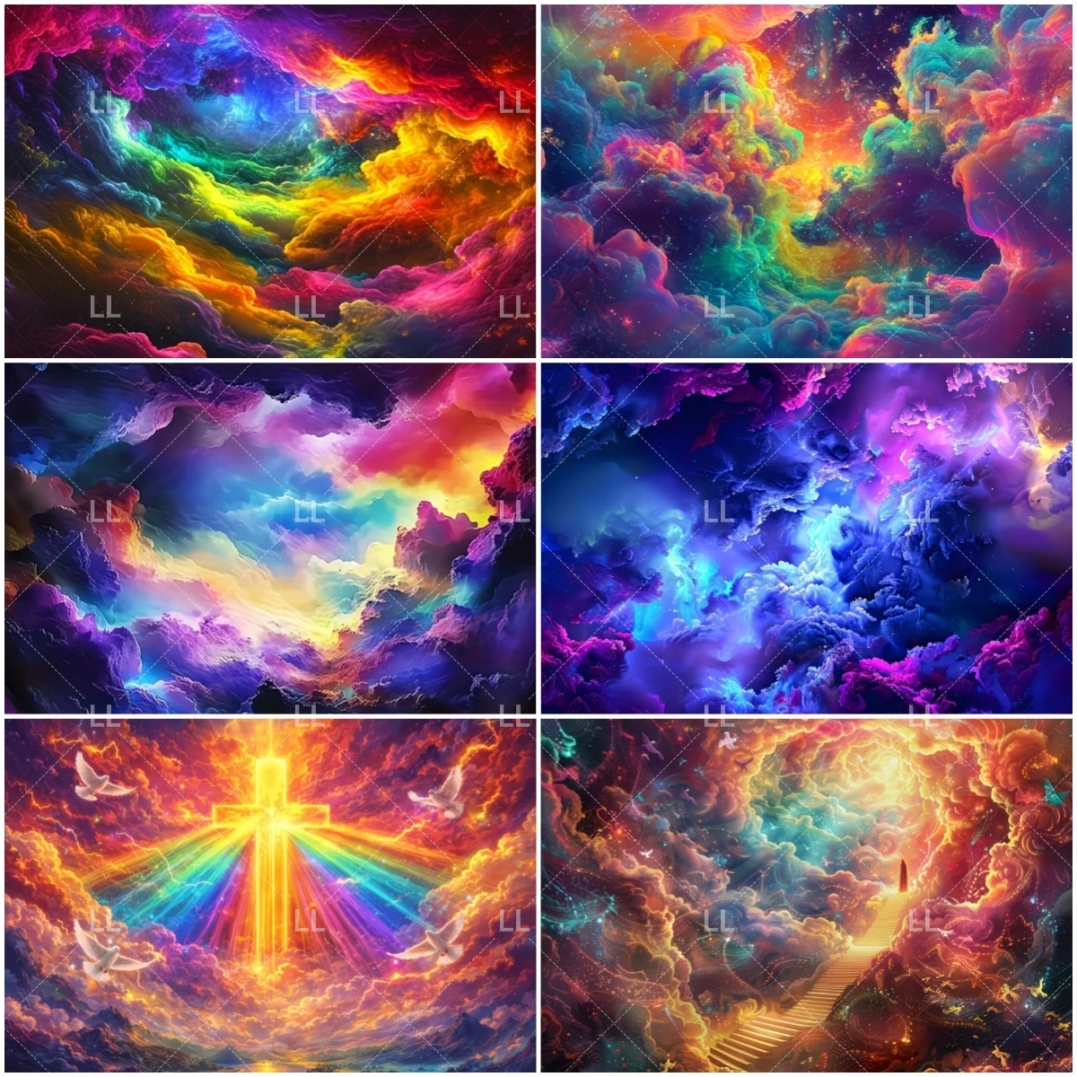 

Psychedelic Galaxy Cloud Theme Backdrop Galaxy Starry Sky Photography Background Rainbow Wedding Birthday Banner Decoration Prop