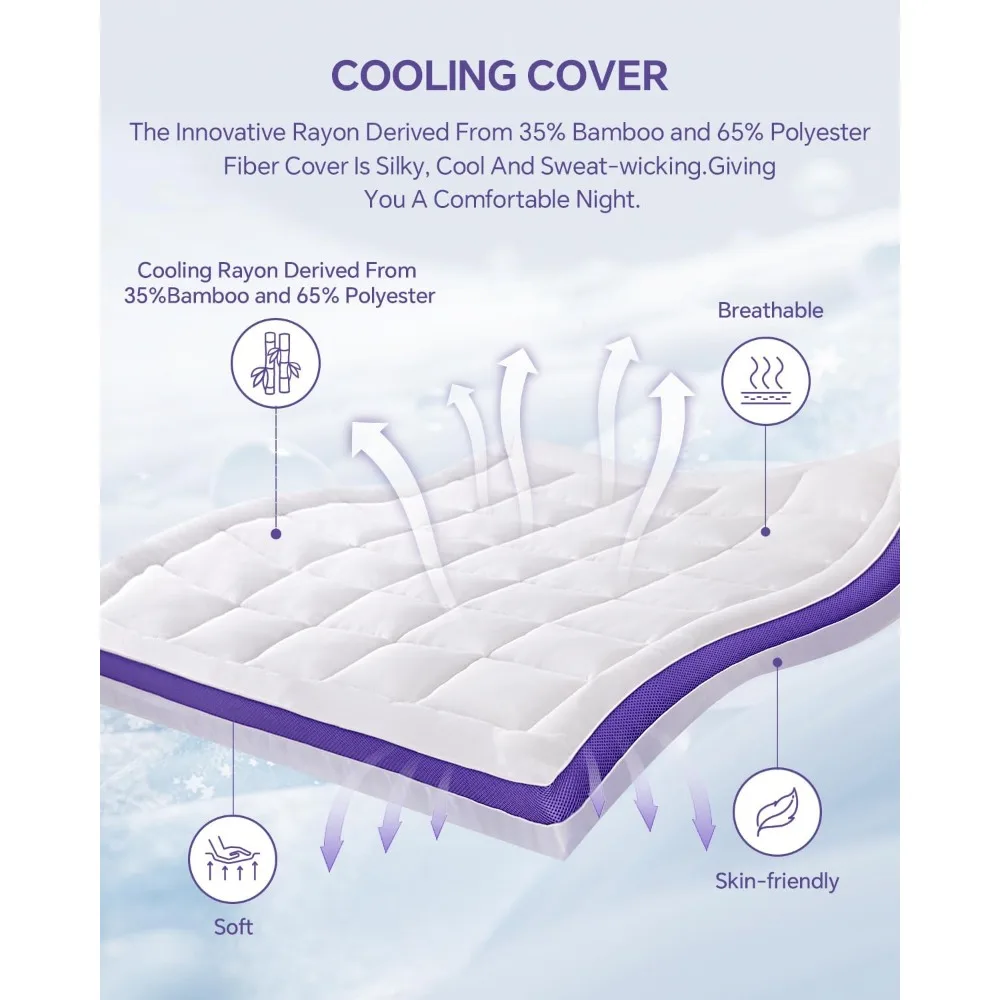 

Dual Layer 4 Inch Memory Foam Mattress Topper Queen - 2 Inch Gel Memory Foam and 2 Inch Pillow Top Mattress Pad