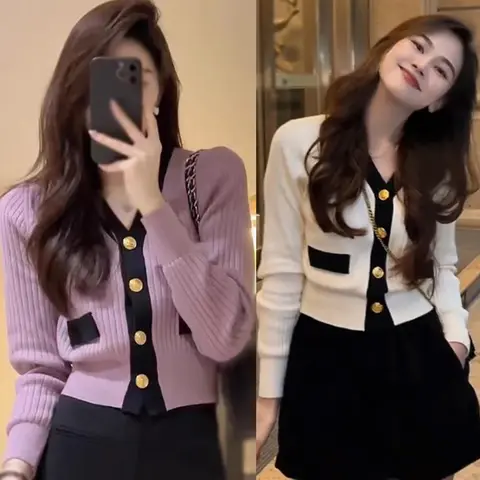 여성용 한국어 버전 스웨터 재킷 V 넥 니트 긴팔 카디건 재킷 Best5 여성용 한국어 버전 스웨터 재킷 V 넥 니트 긴팔 카디건 재킷 Best5