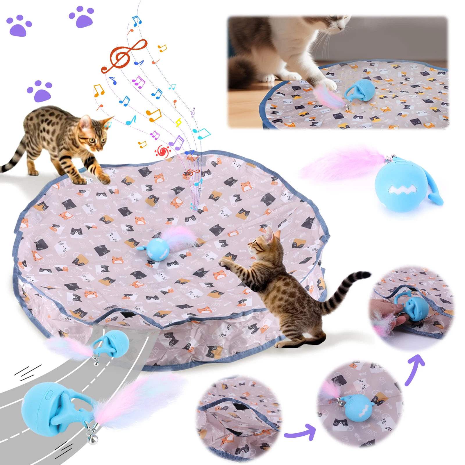 Interactive Cat Toy Wear Resist Mouse Catching Game Bite Resist Automated Cat Hunting Toy for Pet Hide and Seek Game Accessories