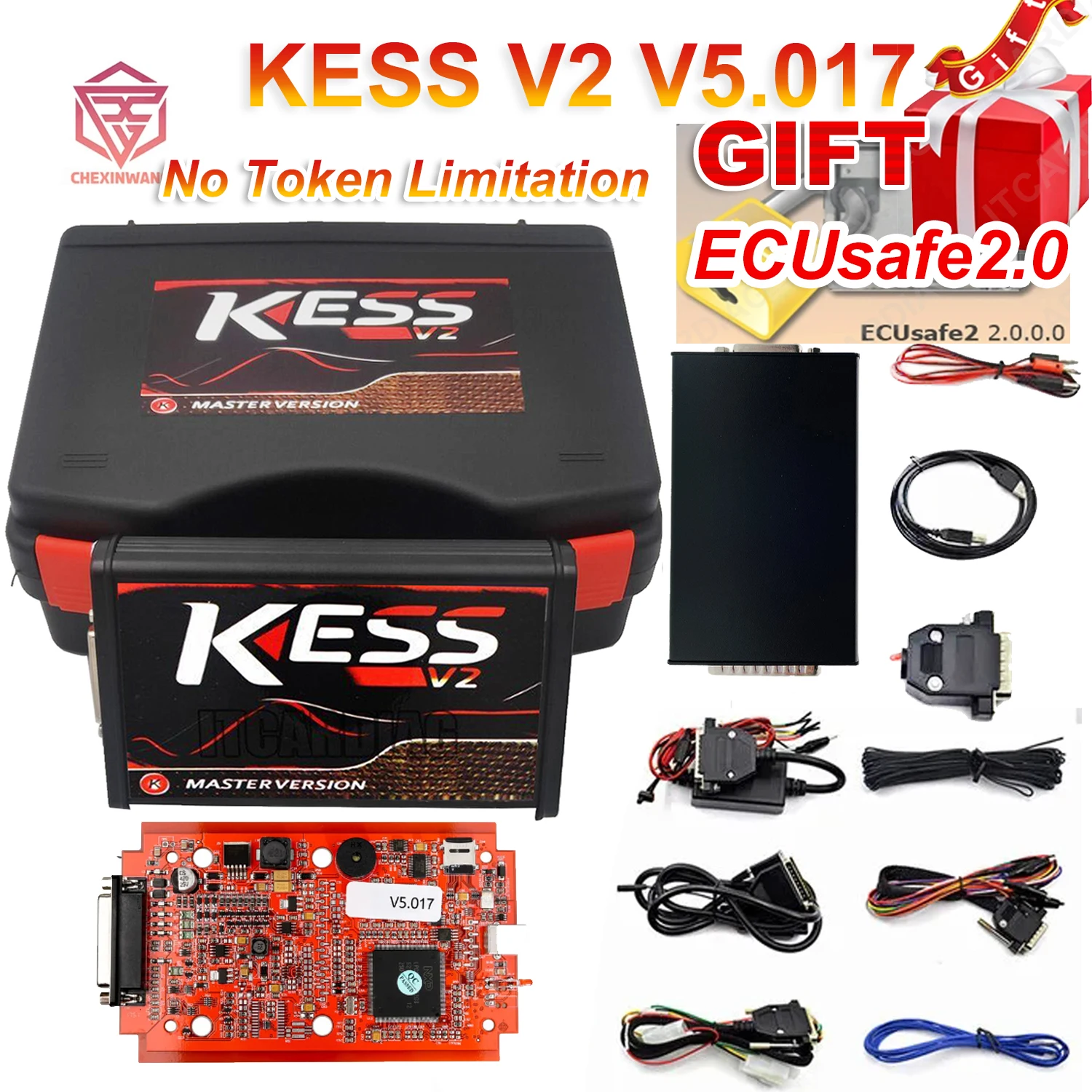 Kess V2 V5.017 Online 2.80 EU Red For Ktag V7.020 ECU Programmer with Toolbox  OBD2 Manager Tuning Kit KTAG V7.020