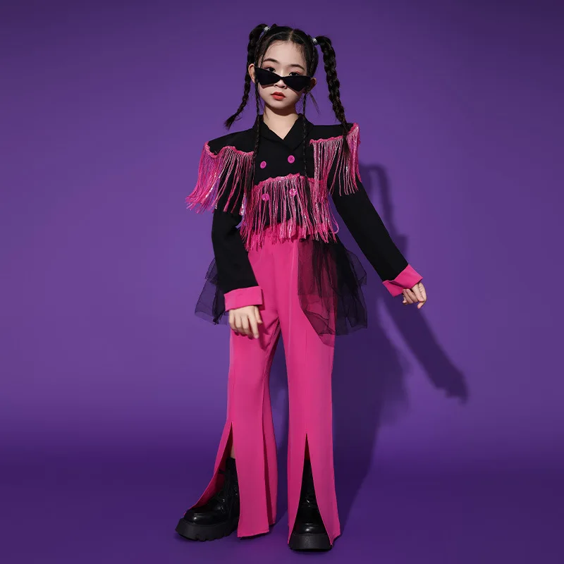Kinder Jazz Dance Pailletten Kostüm Hipster Mädchen Mode Pailletten Street Dance Set Mädchen Runway Bühne Leistung Kleid