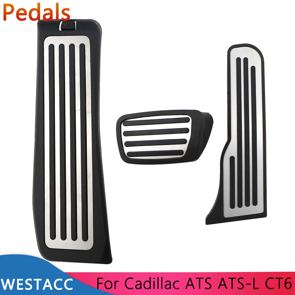 Car Pedals for Cadillac ATS 2011-2015 ATS-L CT6 2016-2017 Gas Brake Foot Rest Non-slip Pedal Cover Stainless Steel Accessories