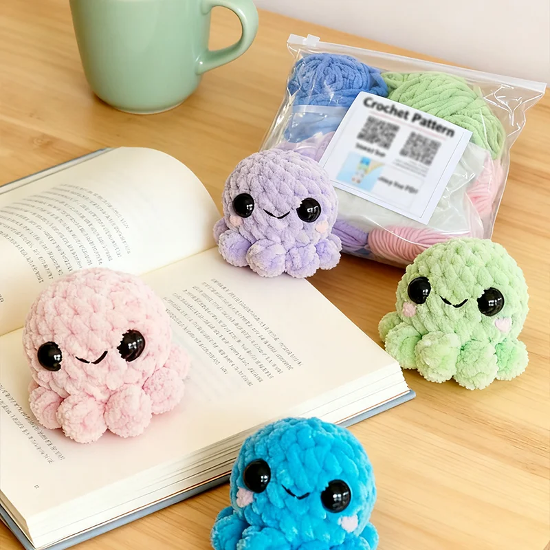 Cuttlefish-Themed Crochet DIY Kit: Beginner-Friendly Set for Hand Knitting, Parent-Child Interaction & Cognitive Development