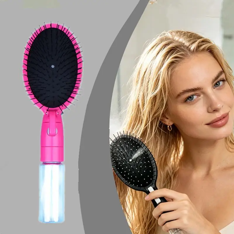 2in1 Sprayer Comb Detangling Scalp Massage Hairbrush With Spray Bottle Essential Oil Water Mist Spray Brush Anti-static