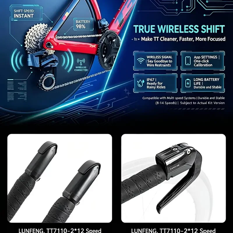 for 1700C Carbon Fiber Triathlon Bike Wireless 24 Speed Gearbox TT Road Bicycle Frame Professional Factory Direct Sale MOQ 1