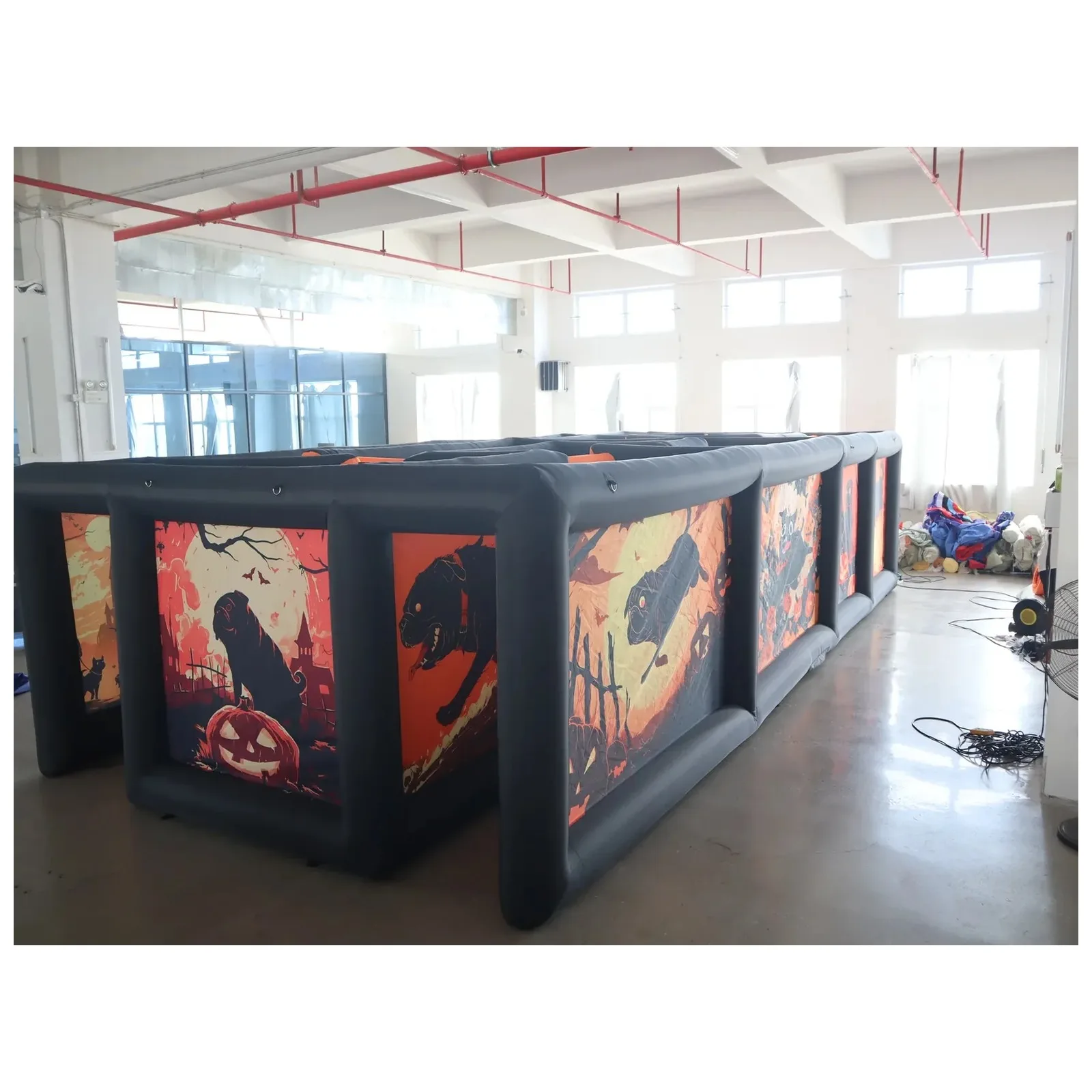 Large Orange Halloween Open Inflatable Maze 4X9m 13X30ft with Blower Commercial Event Exciting Party Events Kids and Adults